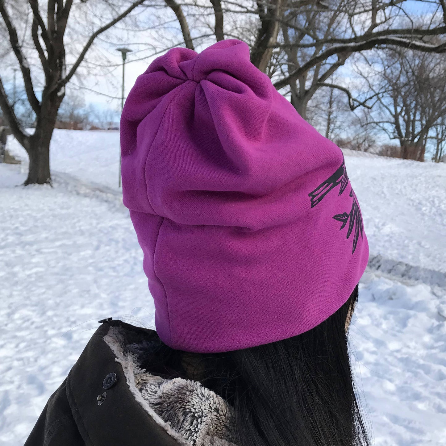 Warbler Slouchy Bird Toque Hat Raspberry Pink