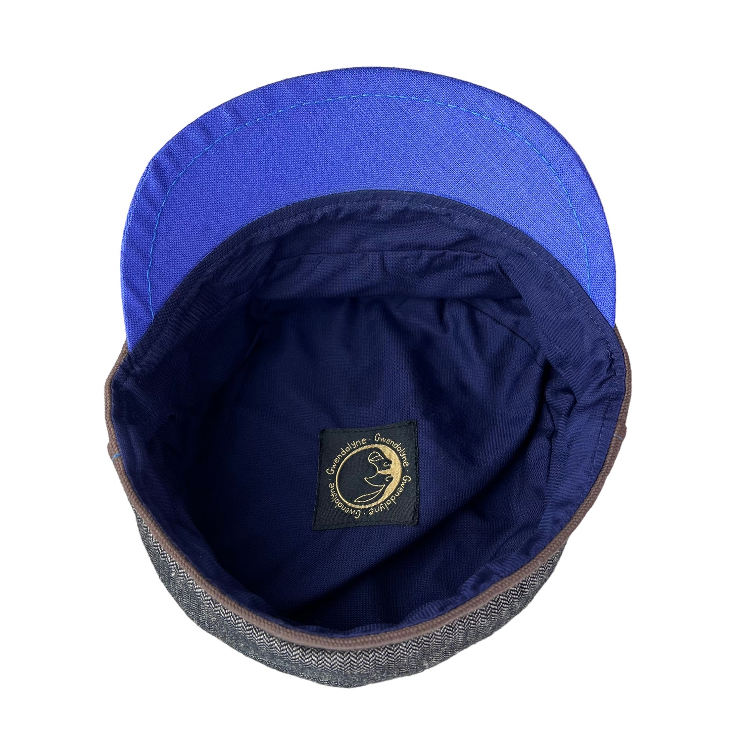 Black Royal Blue Peak Robin Linen Cap Size Small