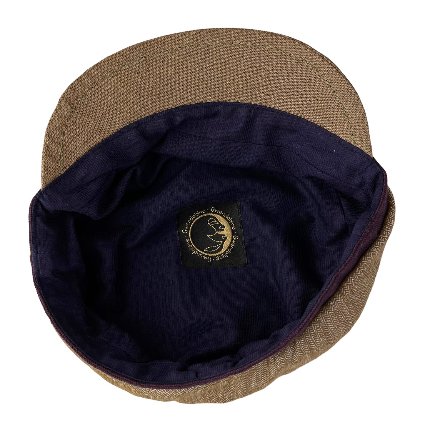 Robin Linen Cap Large Sienna Brown Herringbone Eggplant Band Army green Peak
