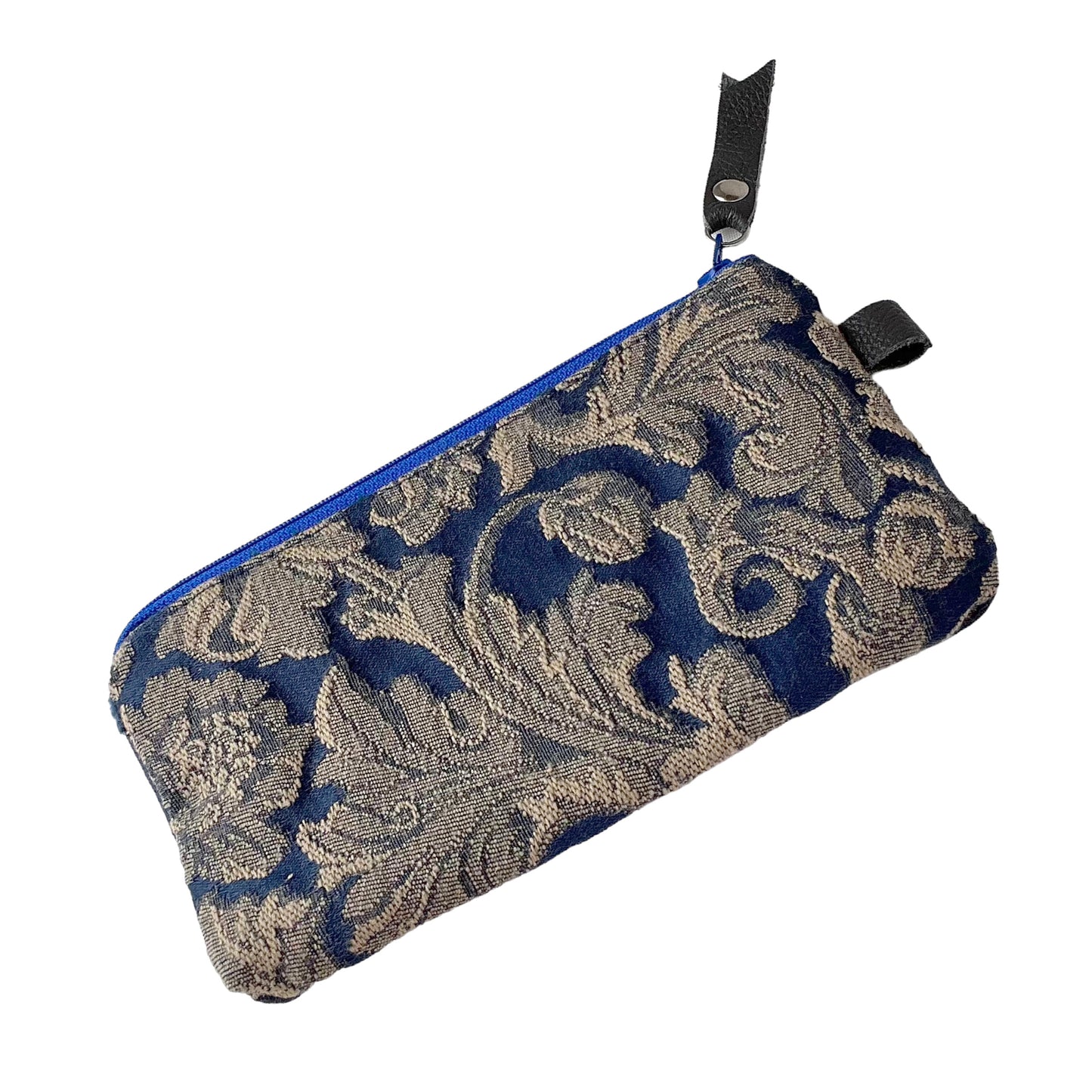 Blue Red Patchwork Tapestry Zipper Card Wallet