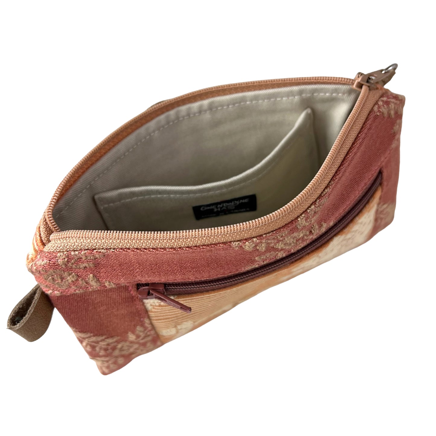 Peach Patchwork Tapestry Zipper Card Wallet