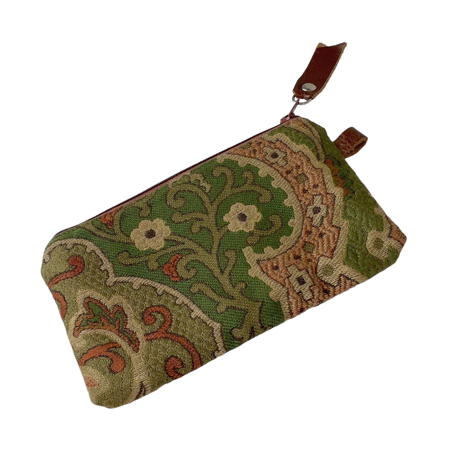 Green Patchwork Tapestry Zipper Card Wallet