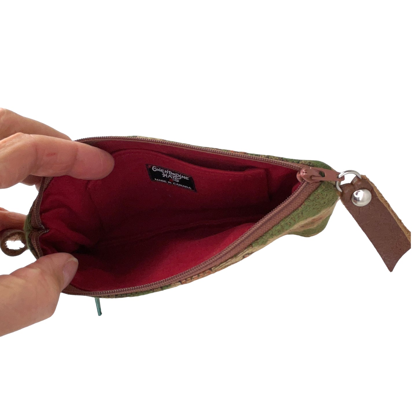 Green Patchwork Tapestry Zipper Card Wallet