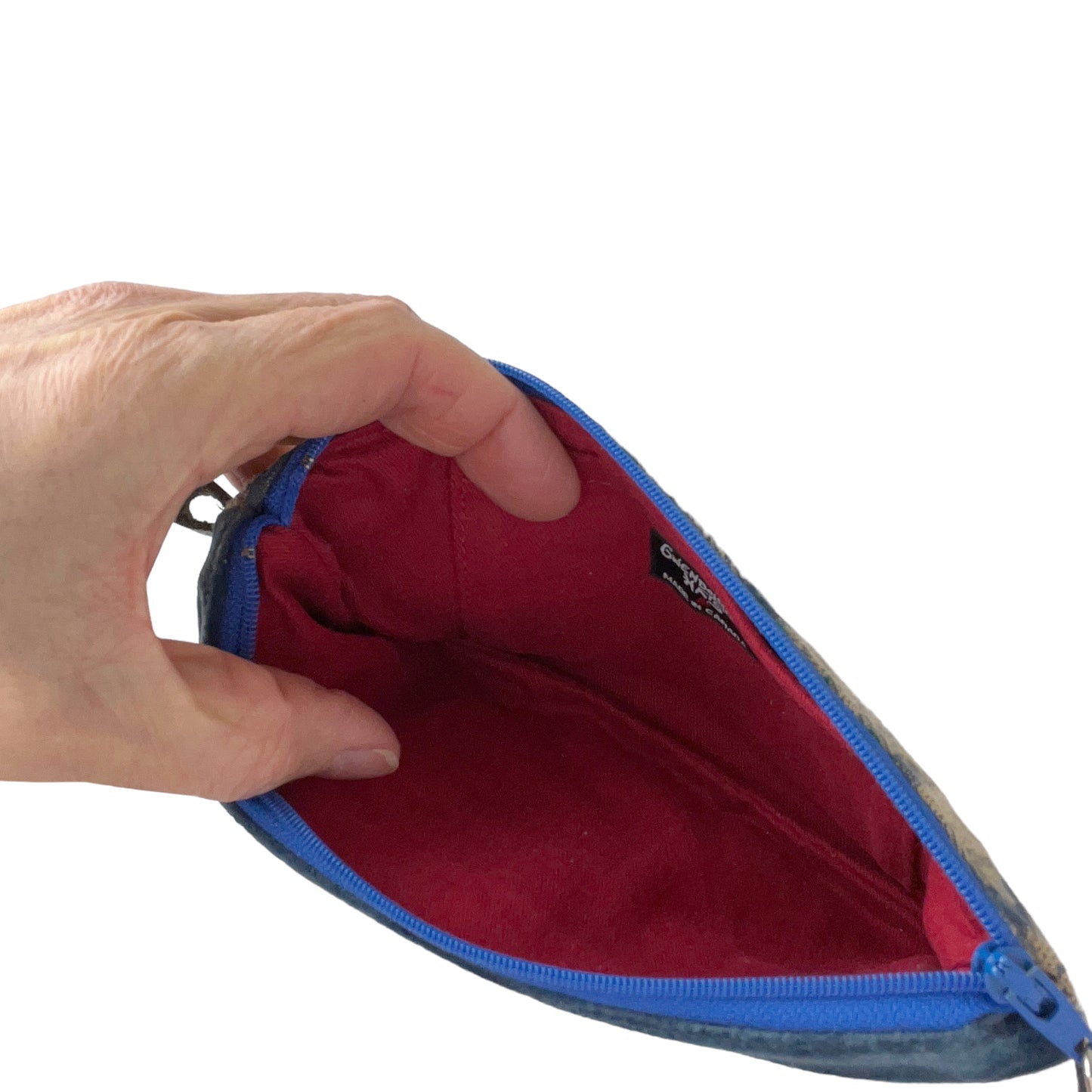 Blue Red Patchwork Tapestry Zipper Card Wallet