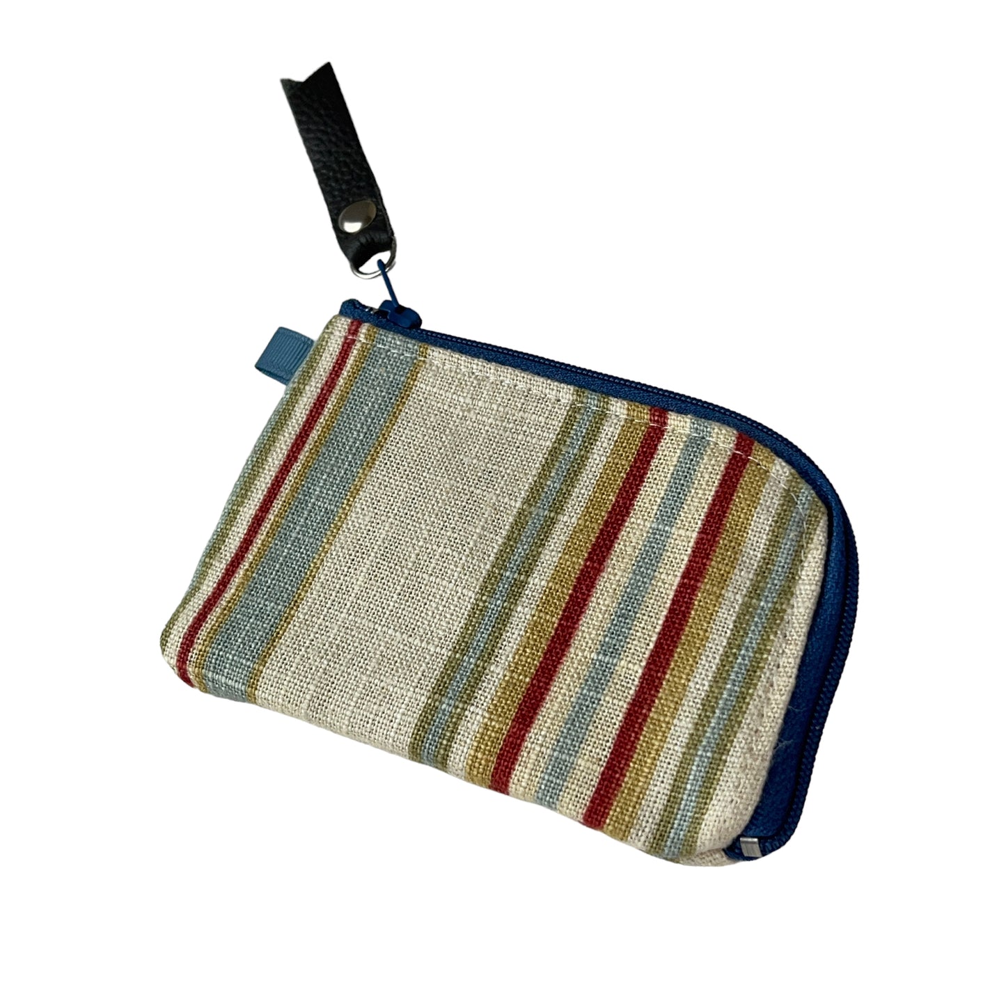 Stripe Linen Zipper Card Wallet