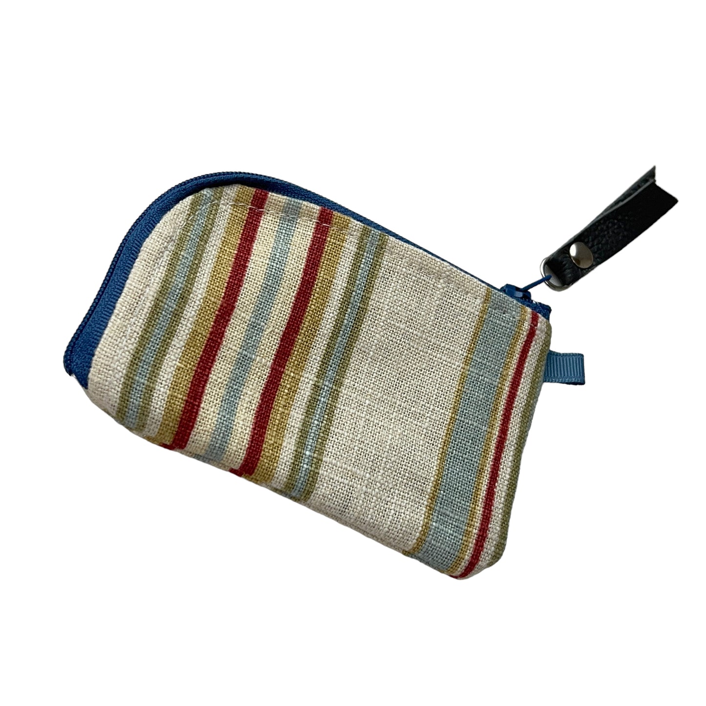 Stripe Linen Zipper Card Wallet