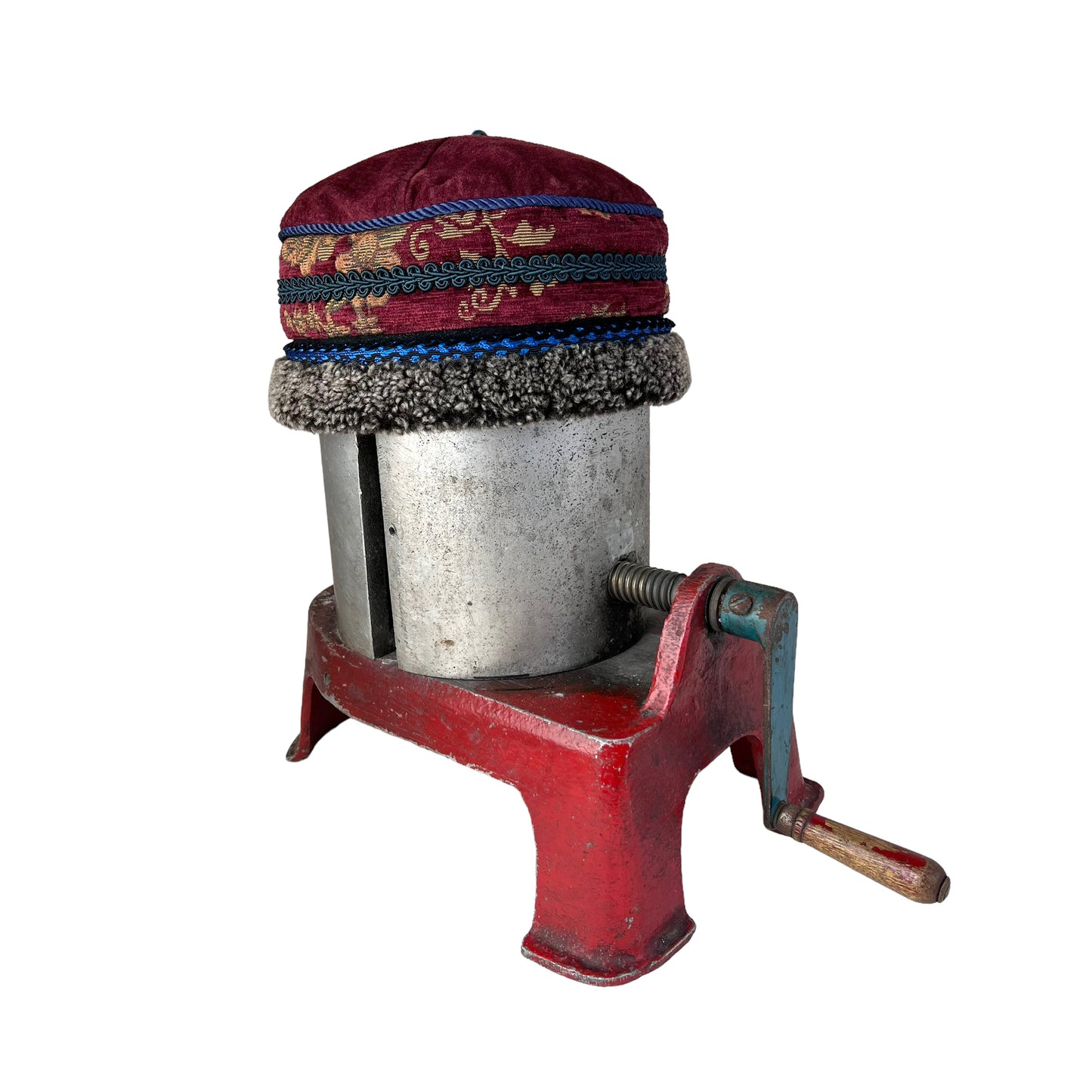 Tibetan Pillbox Hat Small Red