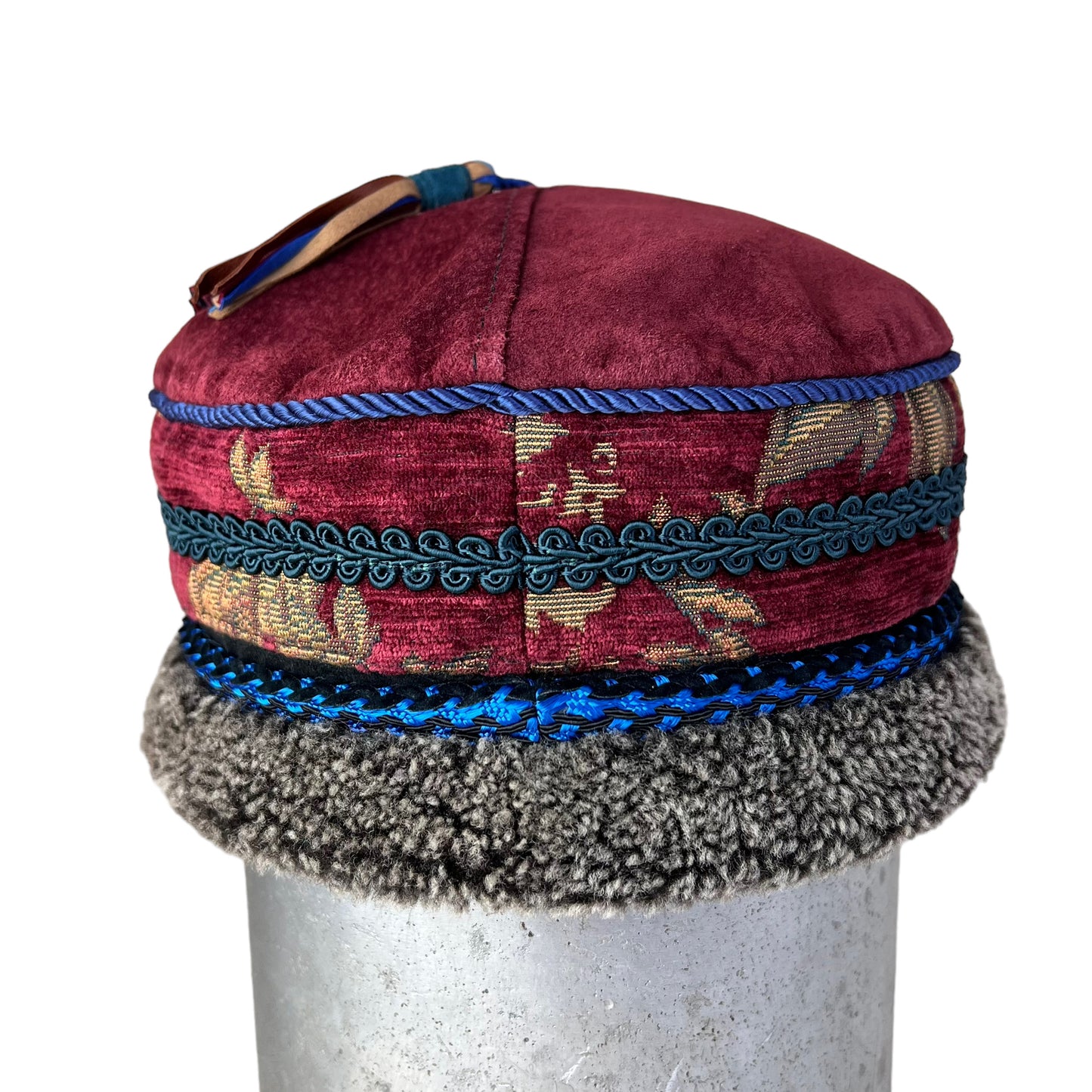 Tibetan Pillbox Hat Small Red