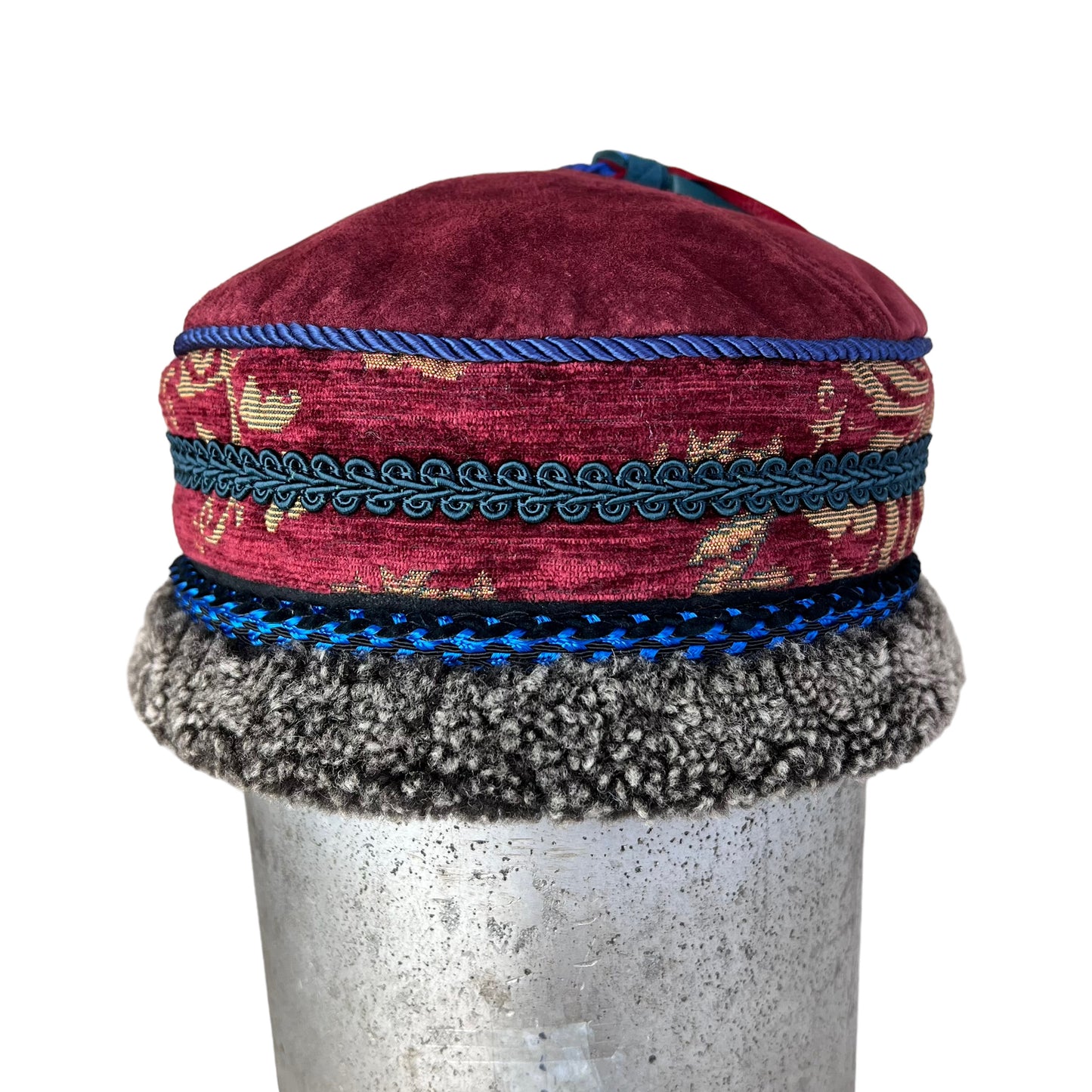Tibetan Pillbox Hat Small Red