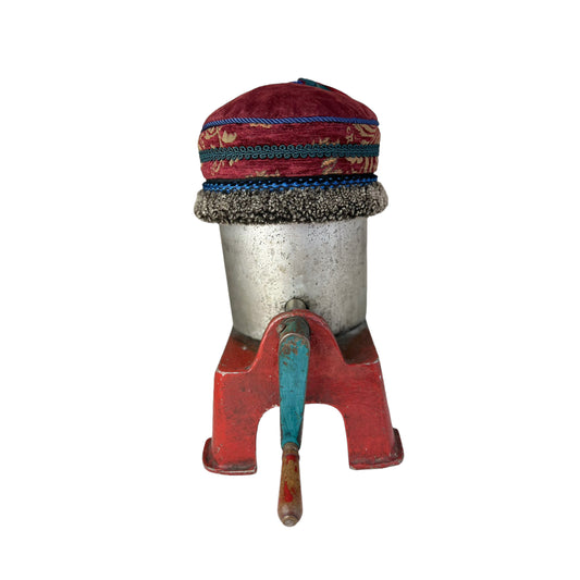 Red top Tibetan Pillbox Hat Small size