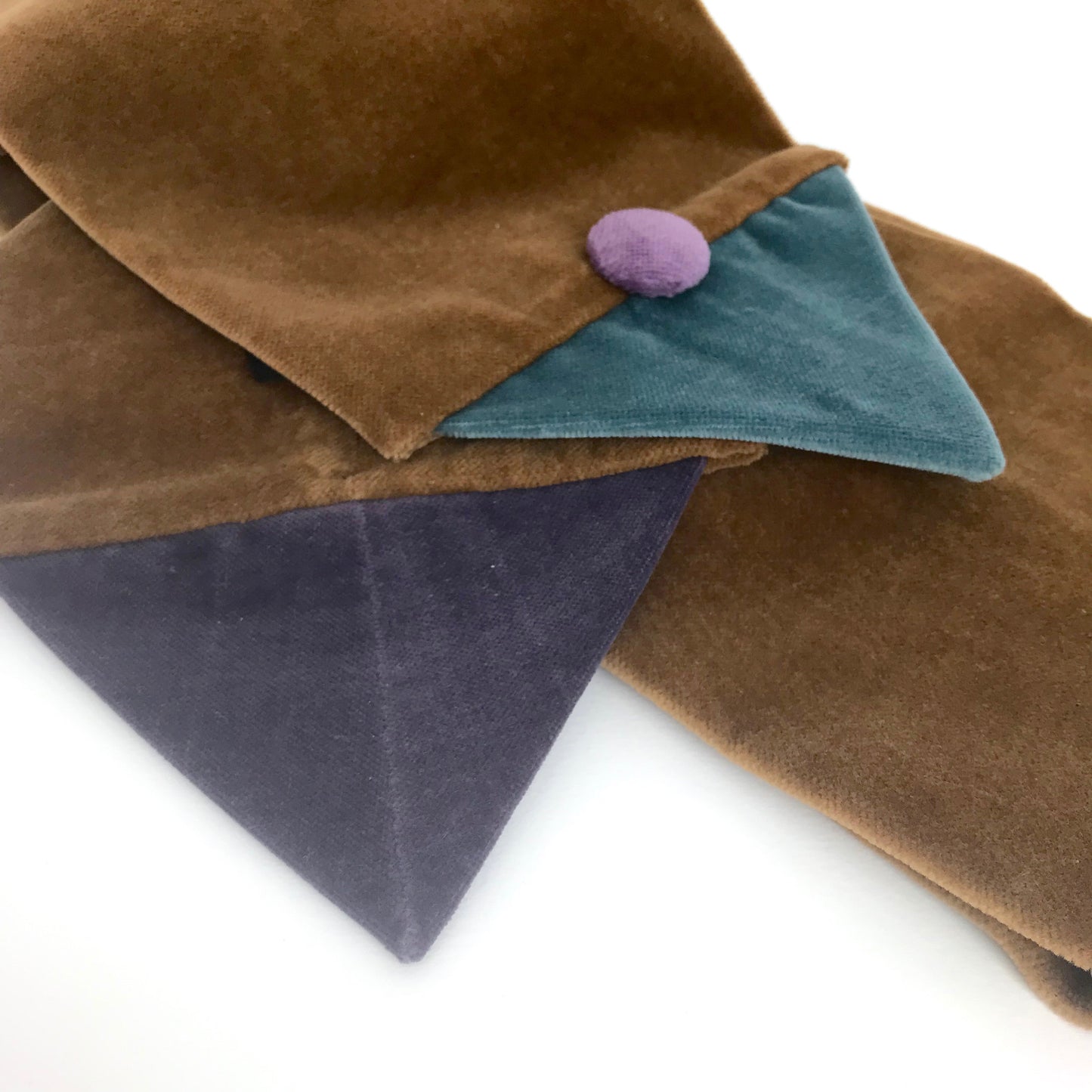 Velvet Triangle Scarf Tan Beige