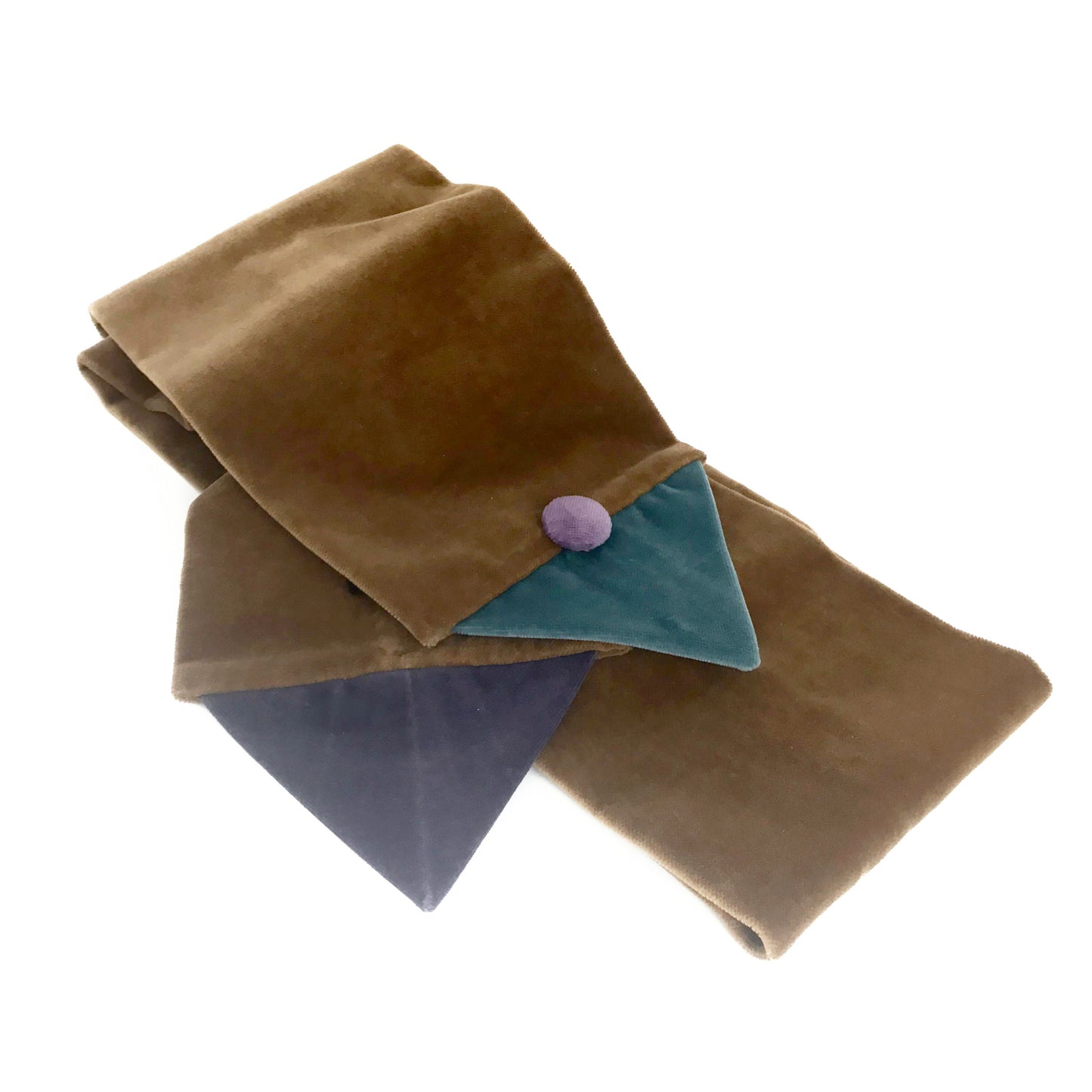 Velvet Triangle Scarf Tan Beige