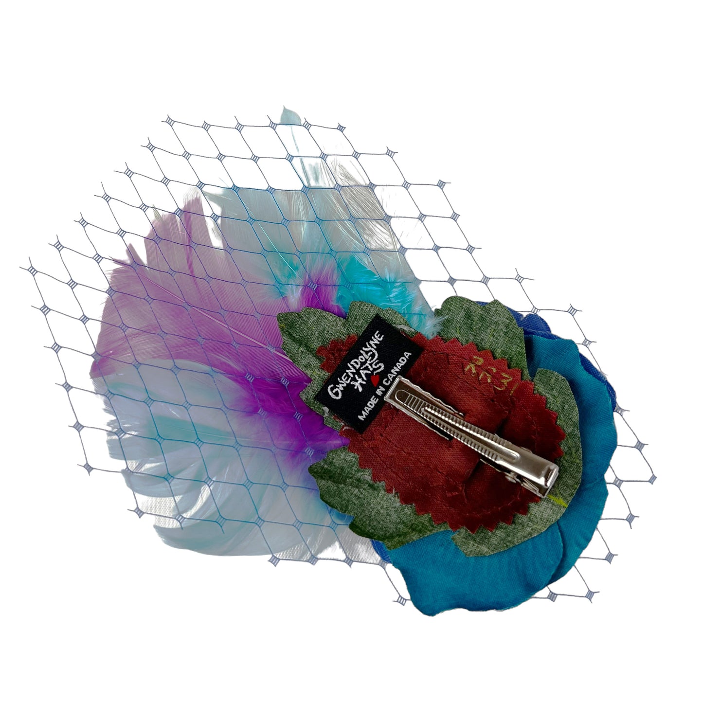 Blue Turquoise Rose Fascinator Hair Clip