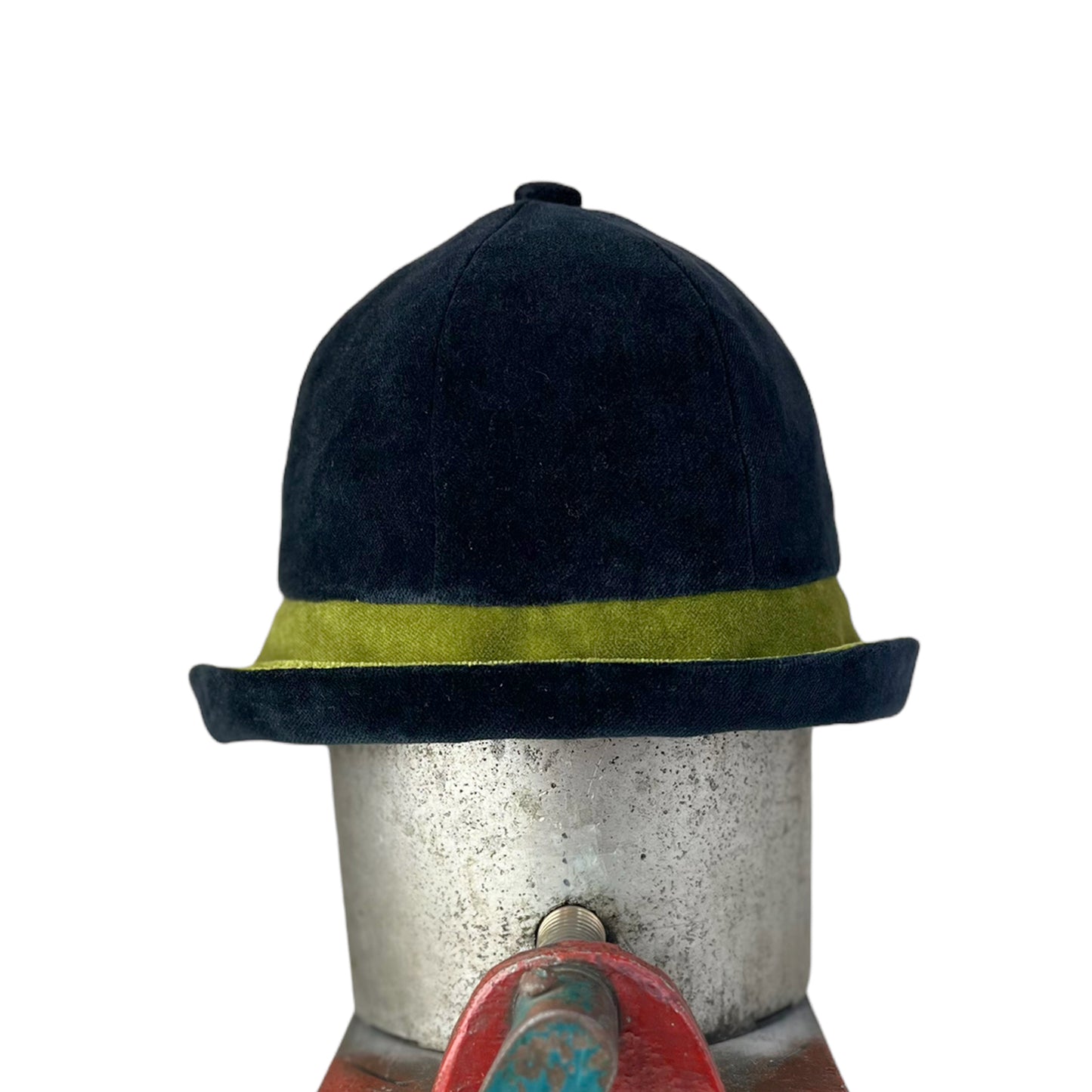 Cotton Velvet Rim Hat X Small Black Lime Green