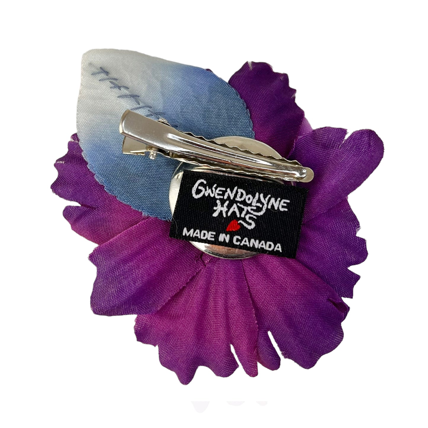 Small Flower Hat Clip Violet Purple Black Beads