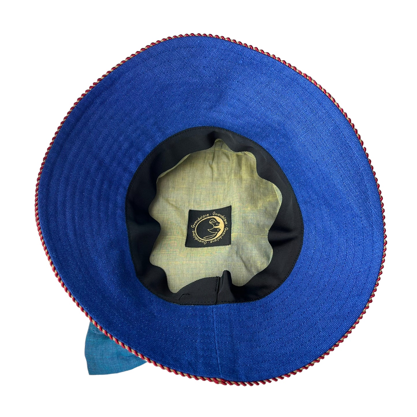 Zinnia Design Linen Wide Rim Sun Hat Small Blue Olive