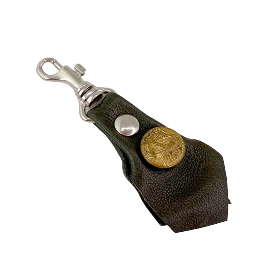 Zipper Fob Olive Green Lamb Leather Spring Hook