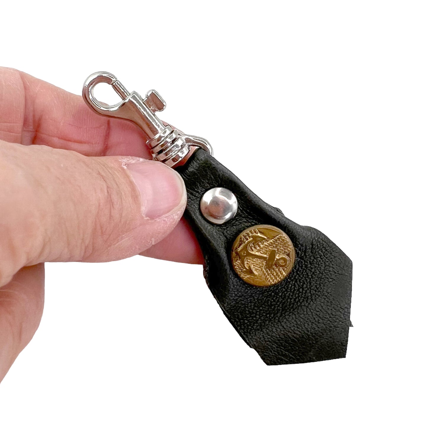 Zipper Fob Olive Green Lamb Leather Spring Hook