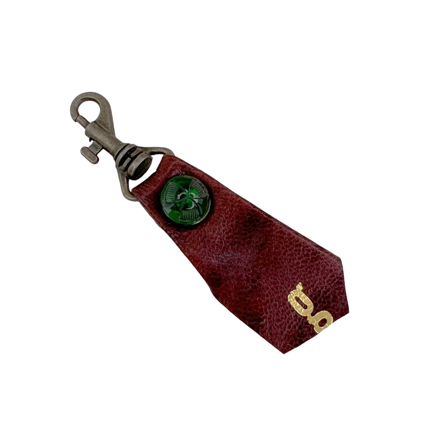 Zipper Fob Brown Lamb Leather Spring Hook