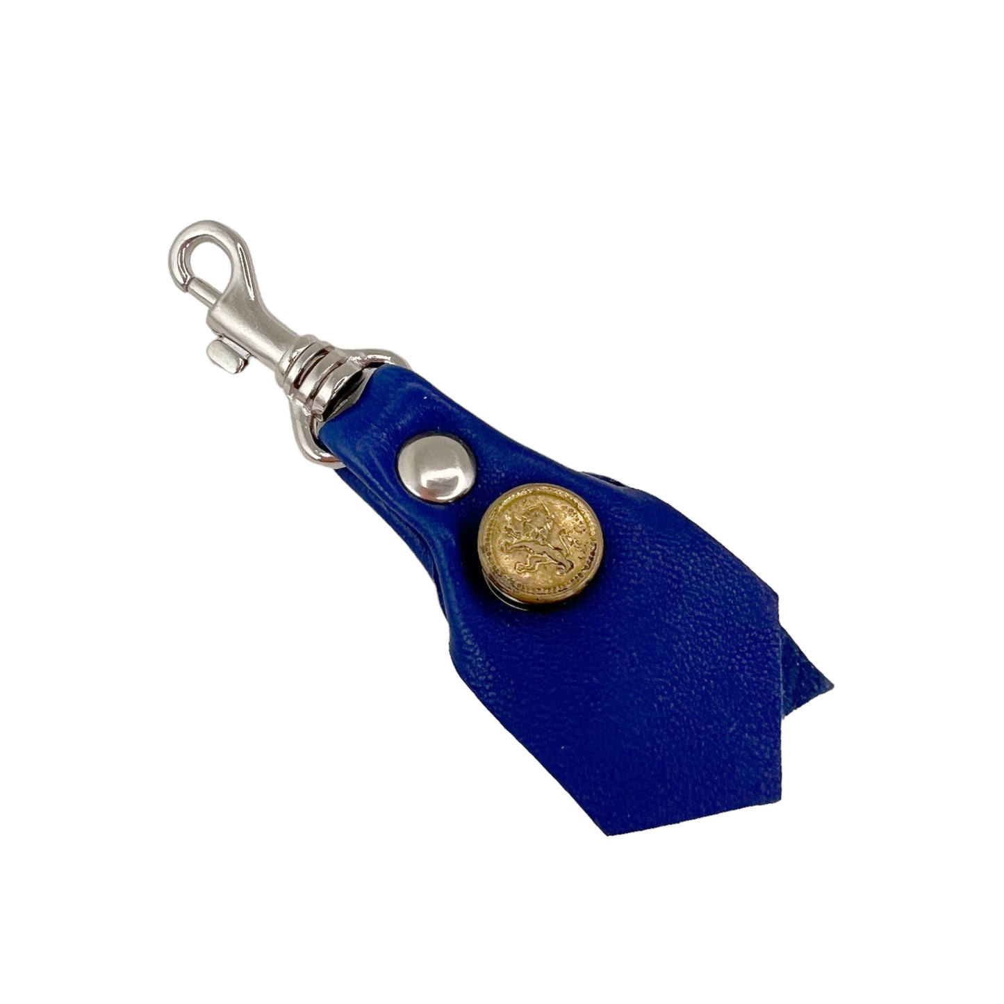Zipper Fob Blue Lamb Leather Spring Hook