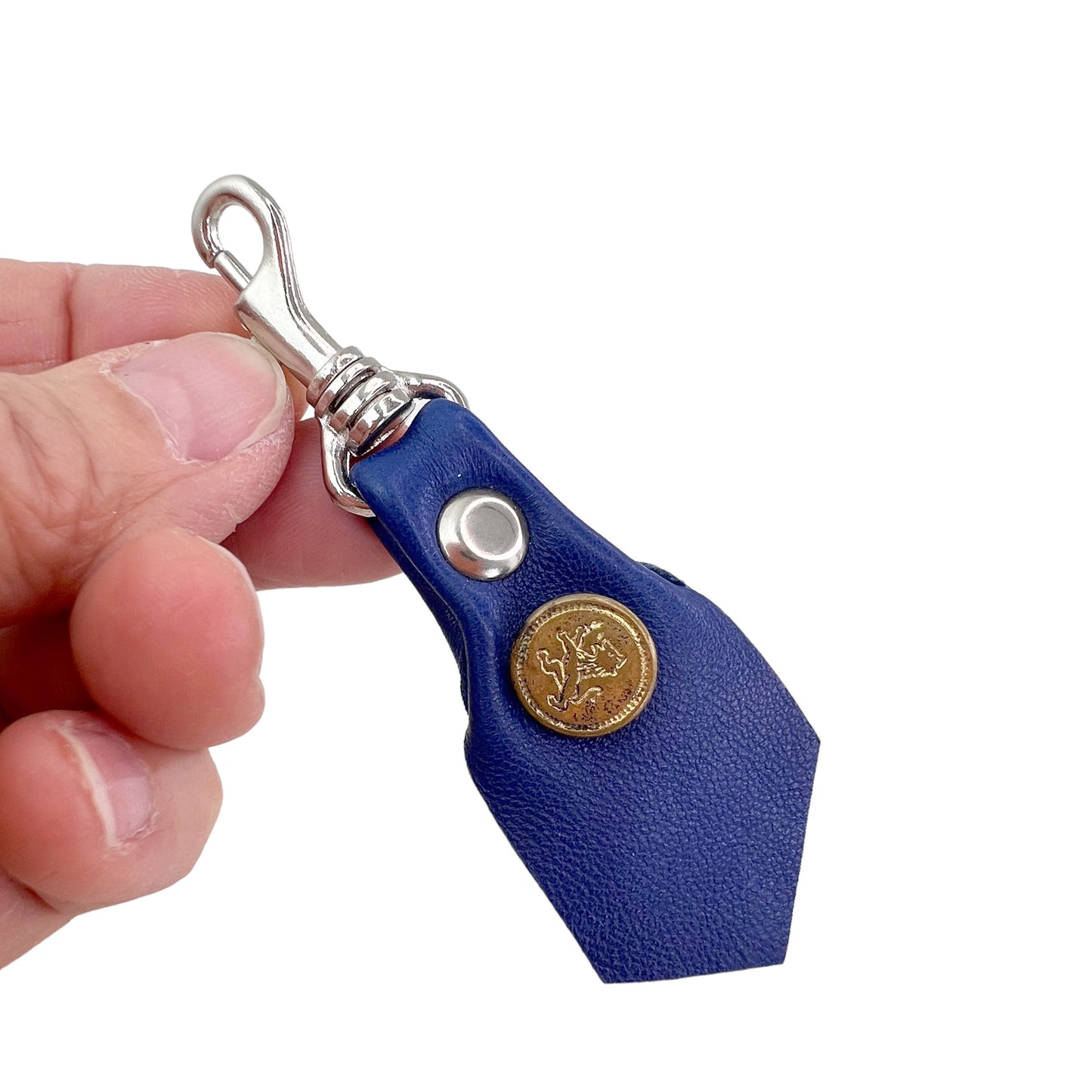 Zipper Fob Blue Lamb Leather Spring Hook
