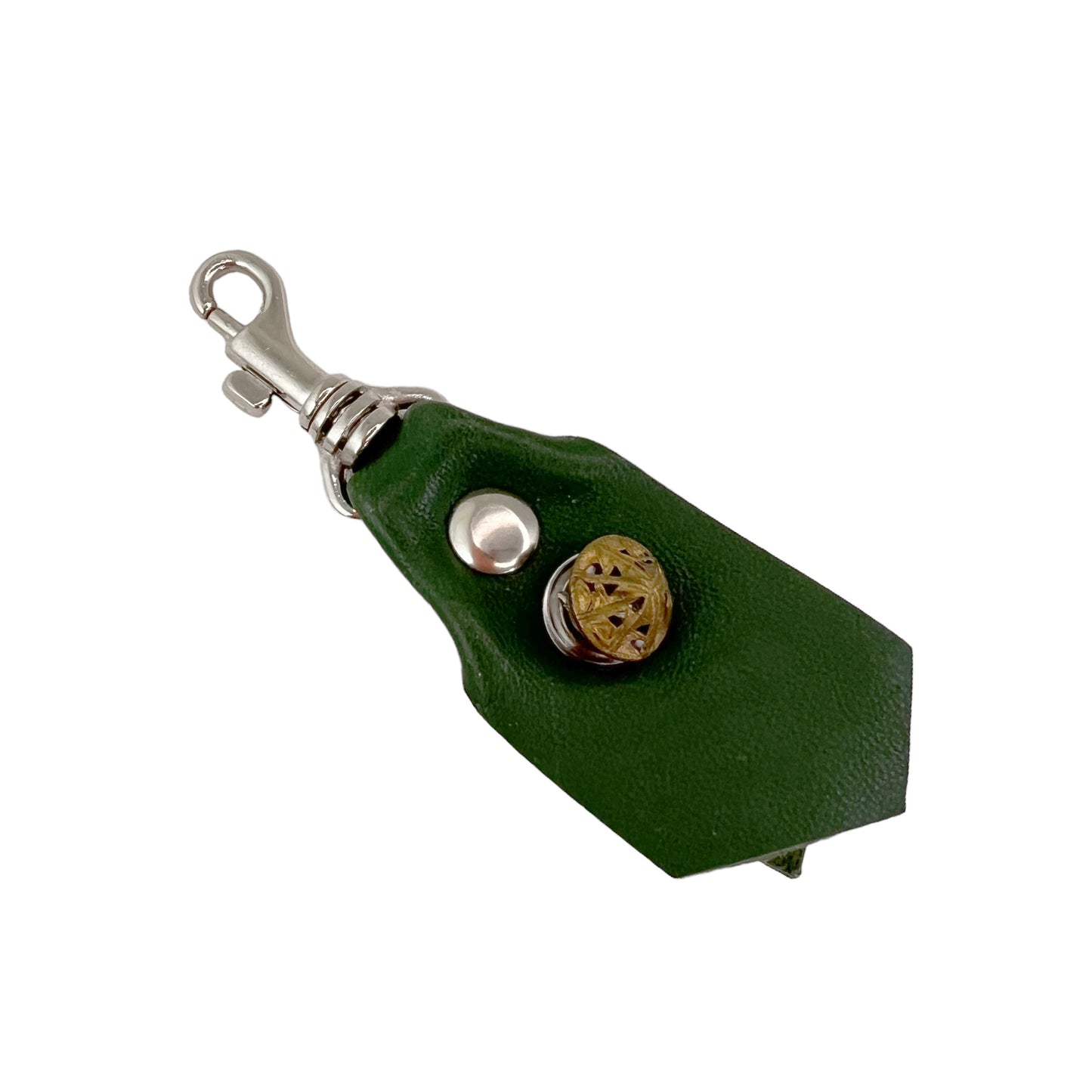 Zipper Fob Green Lamb Leather Spring Hook