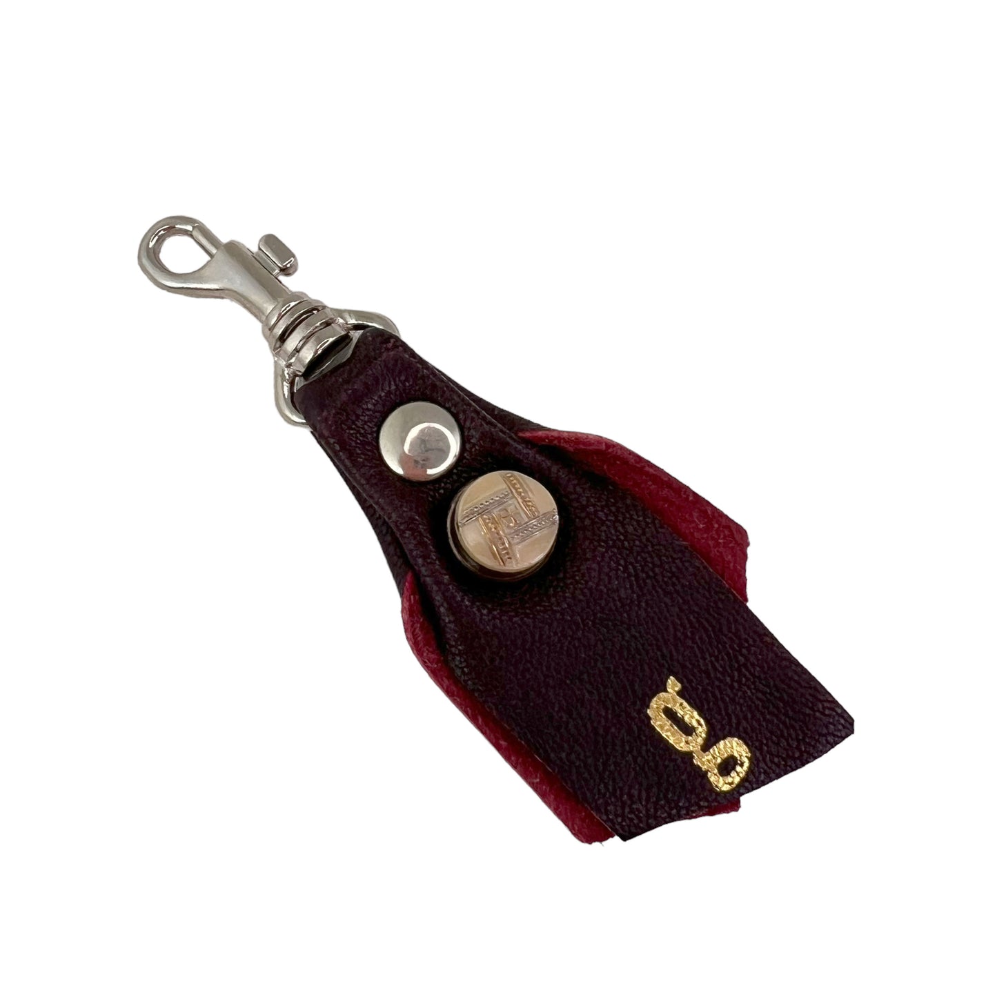 Zipper Fob Ox Blood Lamb Leather Spring Hook