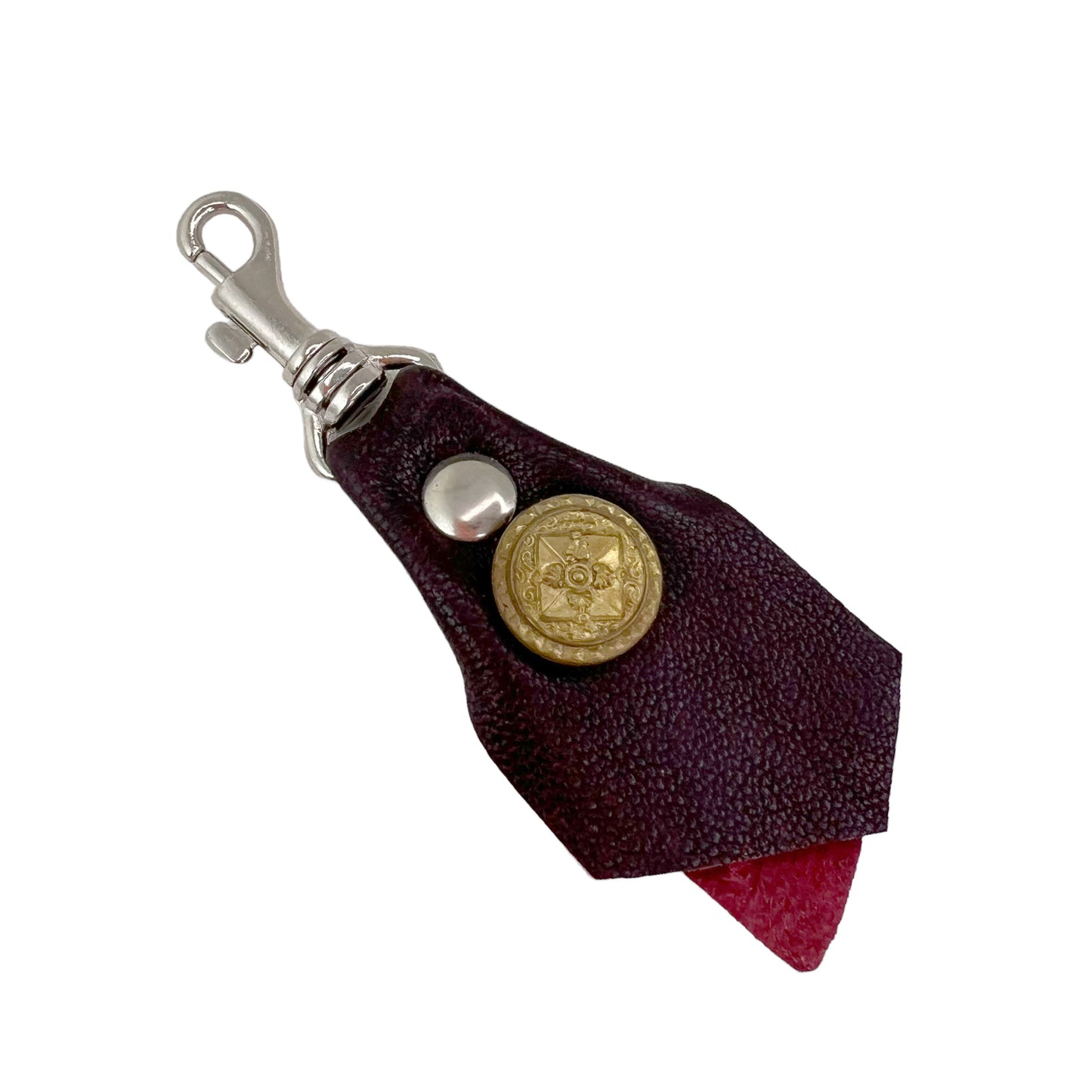 Zipper Fob Ox Blood Lamb Leather Spring Hook