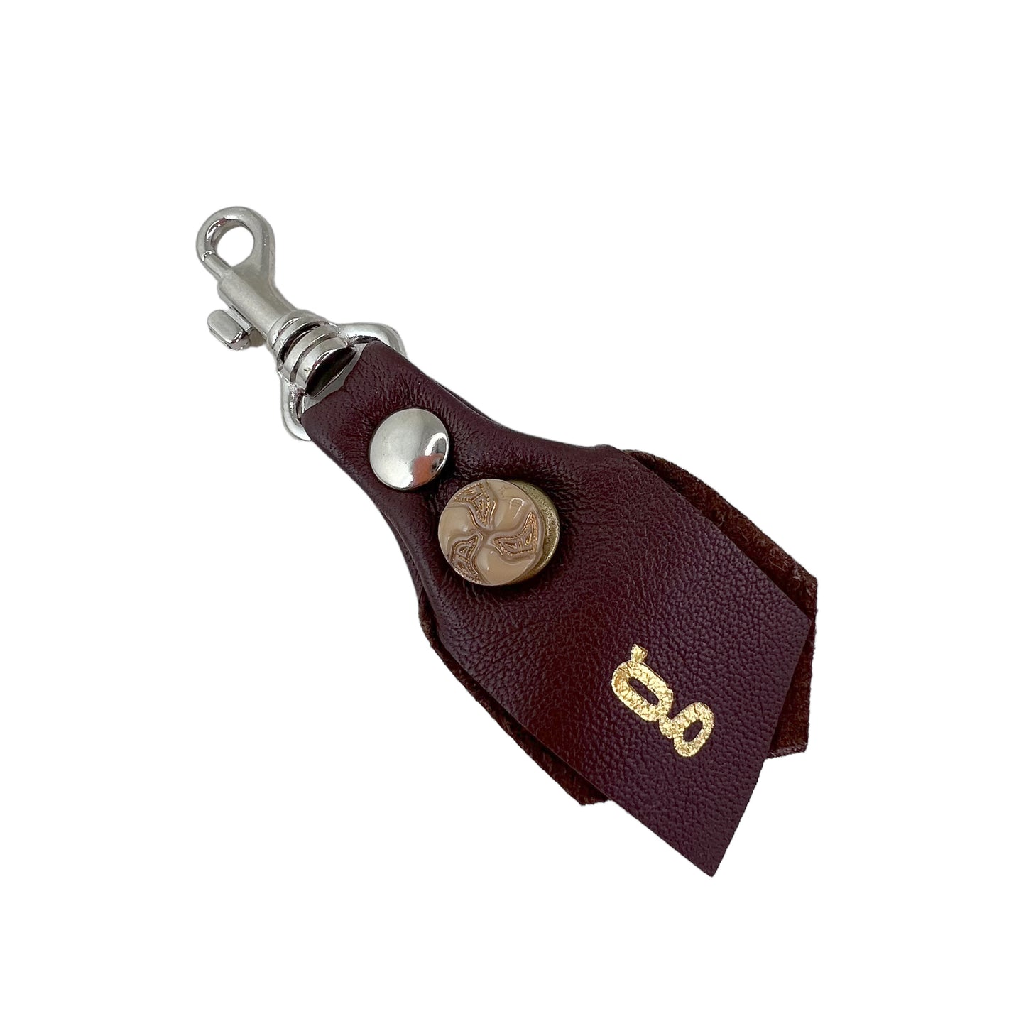 Zipper Fob Brown Lamb Leather Spring Hook