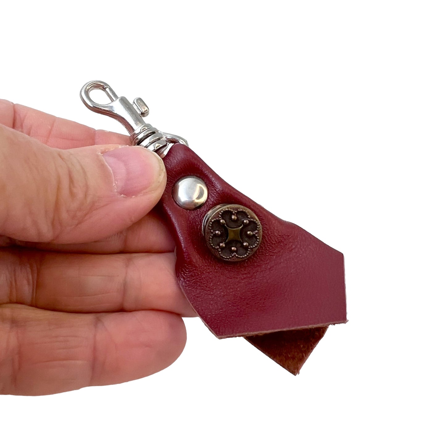 Zipper Fob Clay Brown Lamb Leather Spring Hook