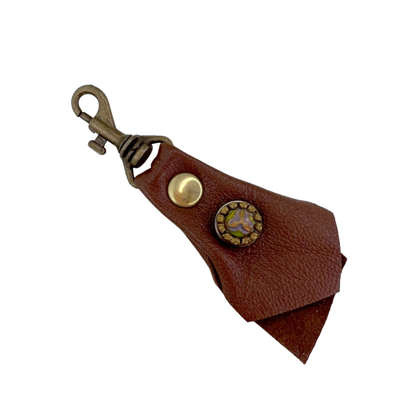 Zipper Fob Light Brown Lamb Leather Spring Hook