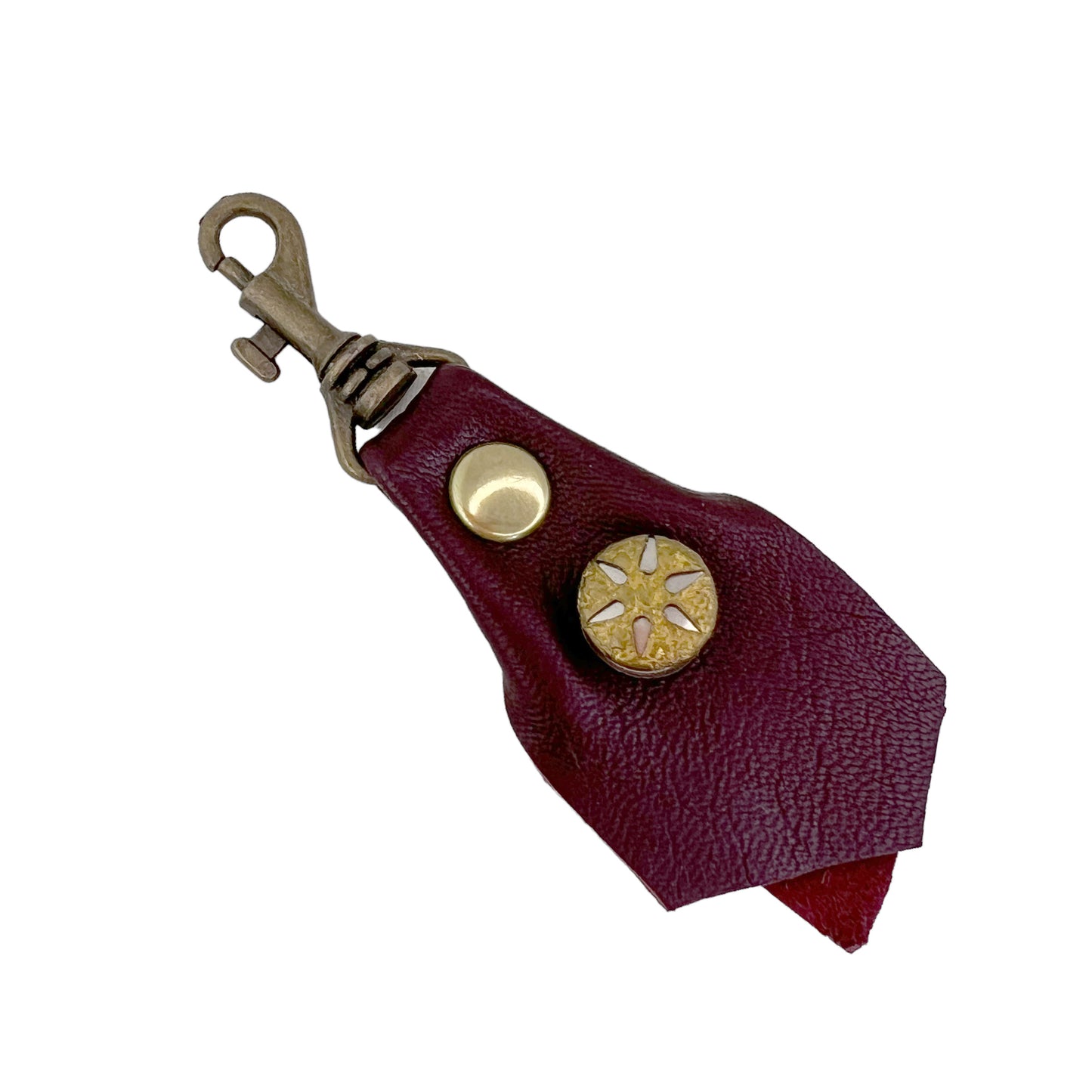 Zipper Fob Ox Blood Lamb Leather Spring Hook
