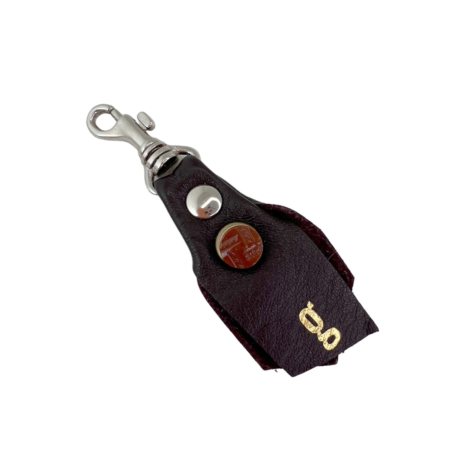 Zipper Fob Dark Brown Lamb Leather Spring Hook