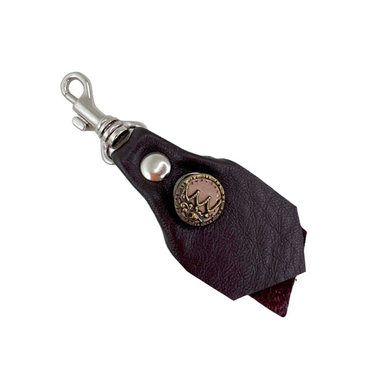 Zipper Fob Dark Brown Lamb Leather Spring Hook