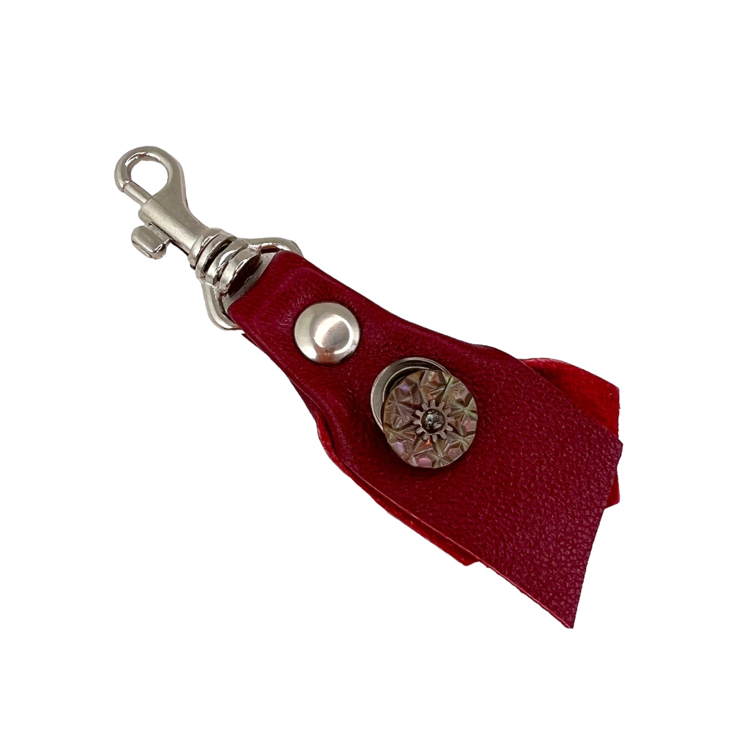 Zipper Fob Red Lamb Leather Spring Hook