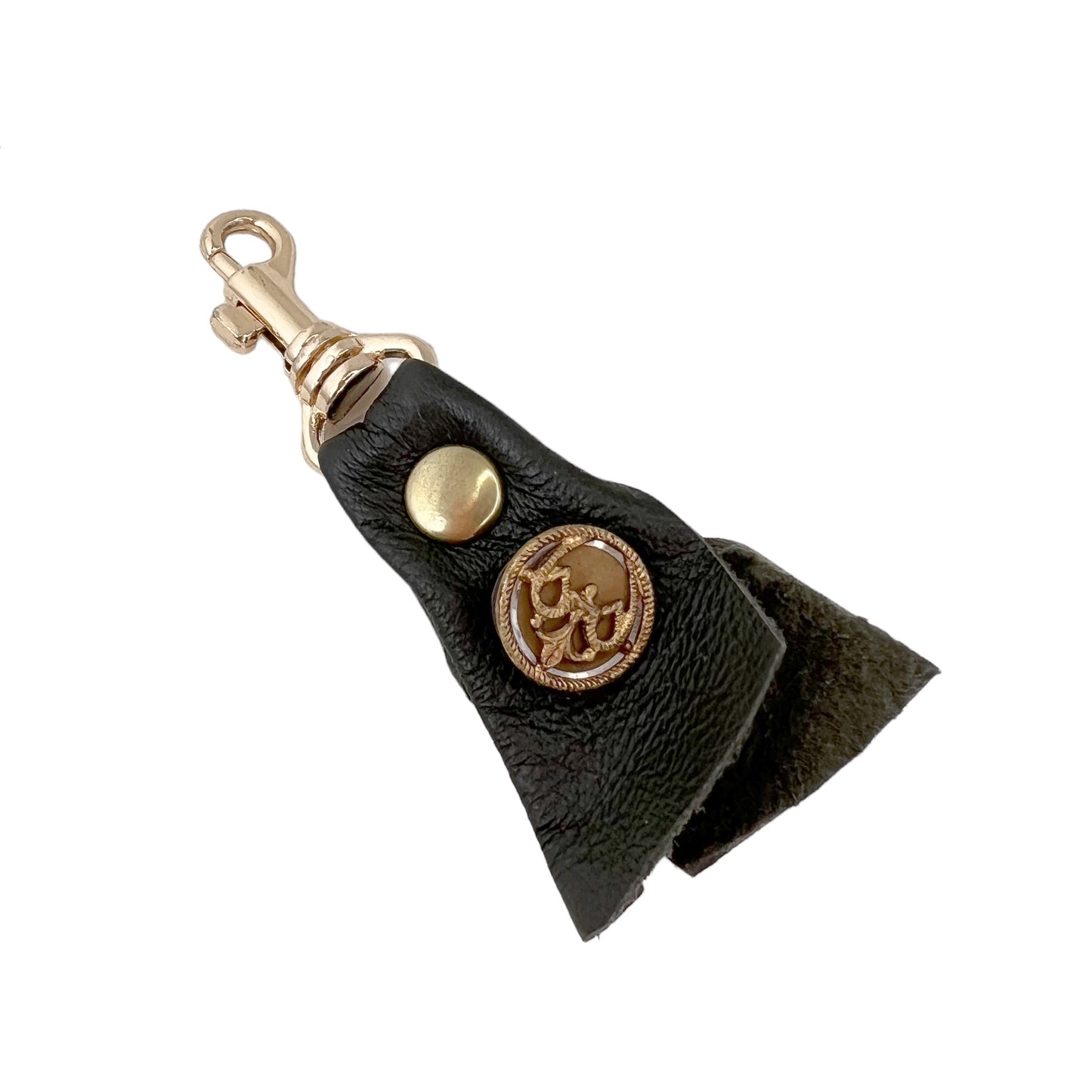 Zipper Fob Sage Green Lamb Leather Spring Hook