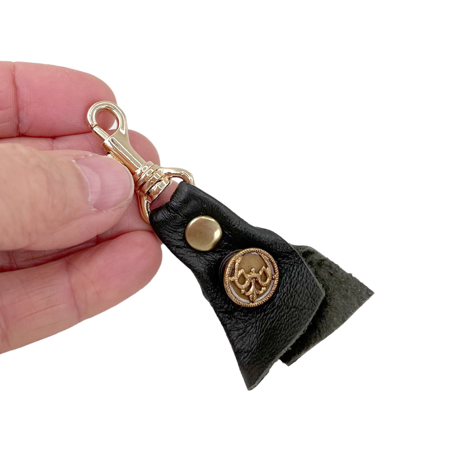 Zipper Fob Sage Green Lamb Leather Spring Hook