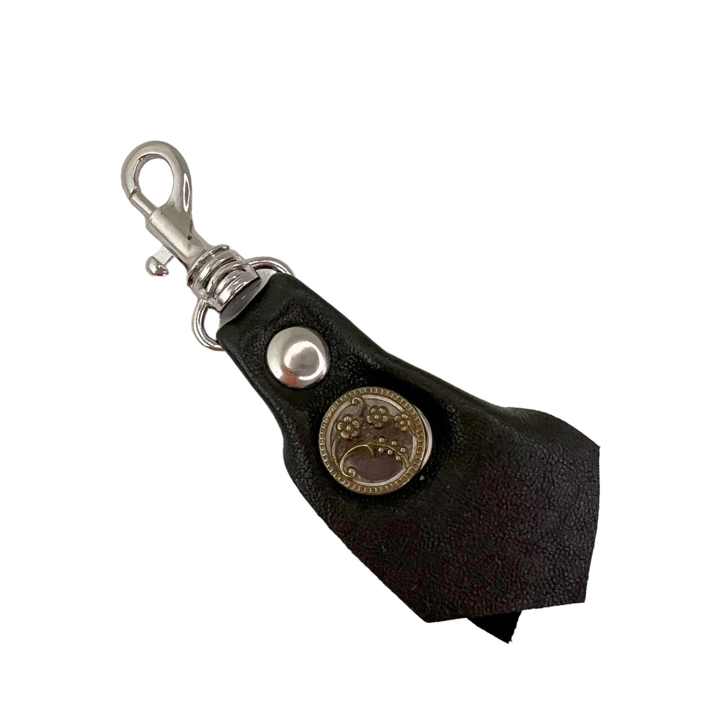 Zipper Fob Olive Green Lamb Leather Spring Hook