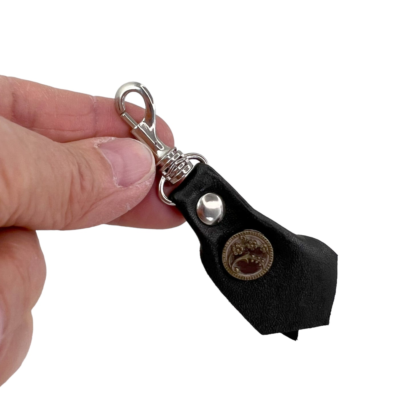 Zipper Fob Olive Green Lamb Leather Spring Hook