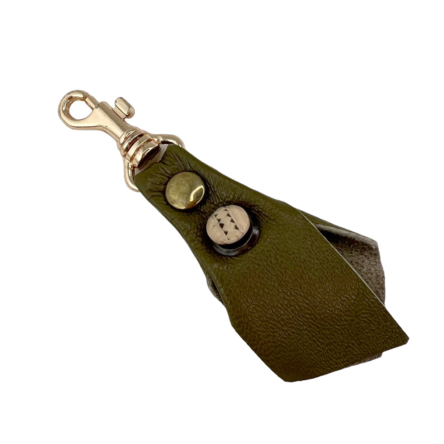 Zipper Fob Green Lamb Leather Spring Hook