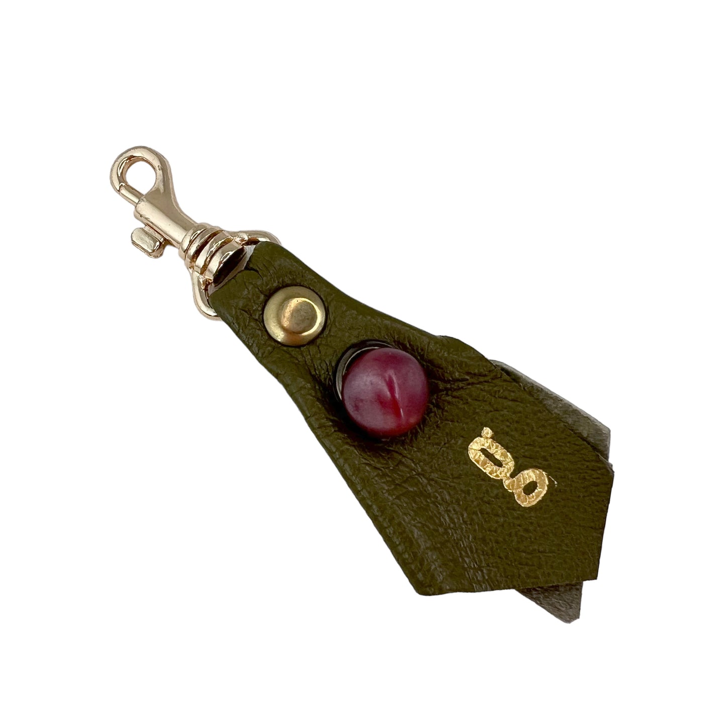 Zipper Fob Green Lamb Leather Spring Hook