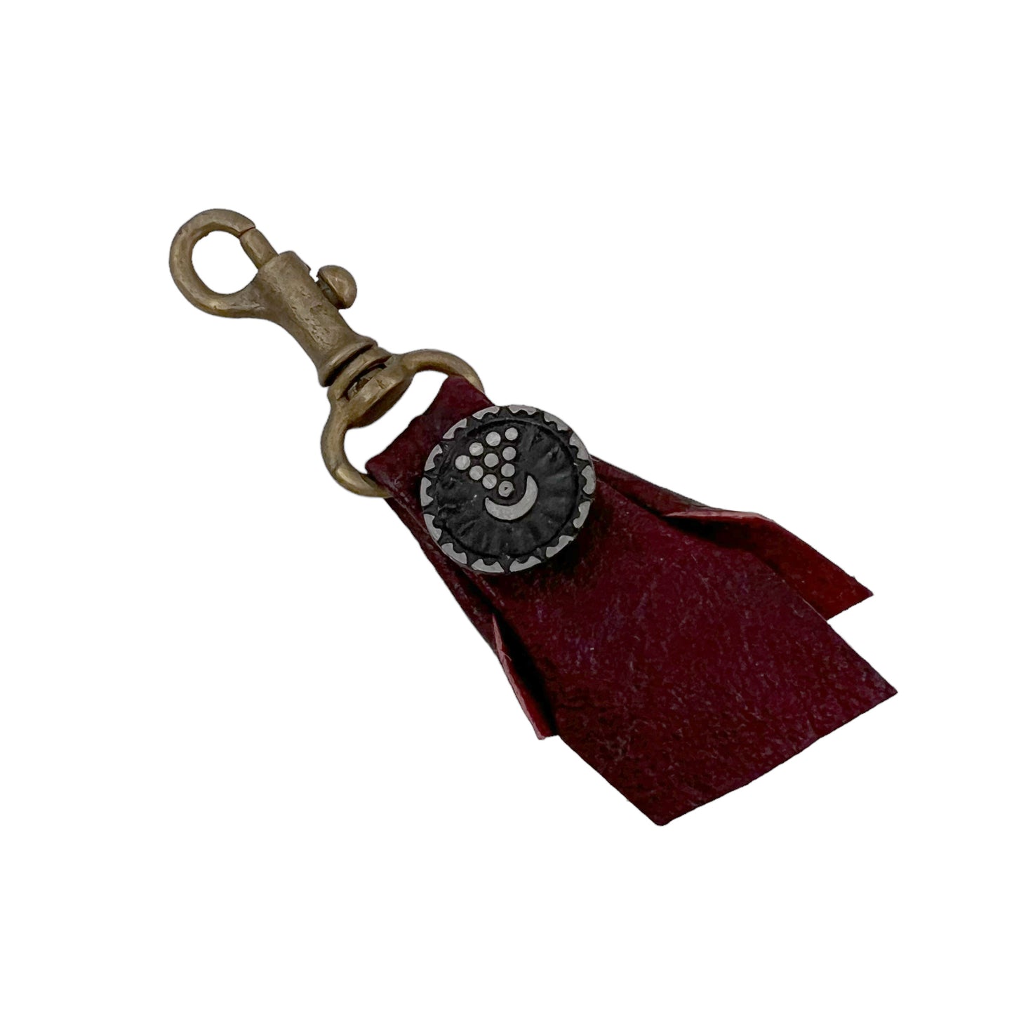 Zipper Fob Ox Blood Goat Leather Spring Hook