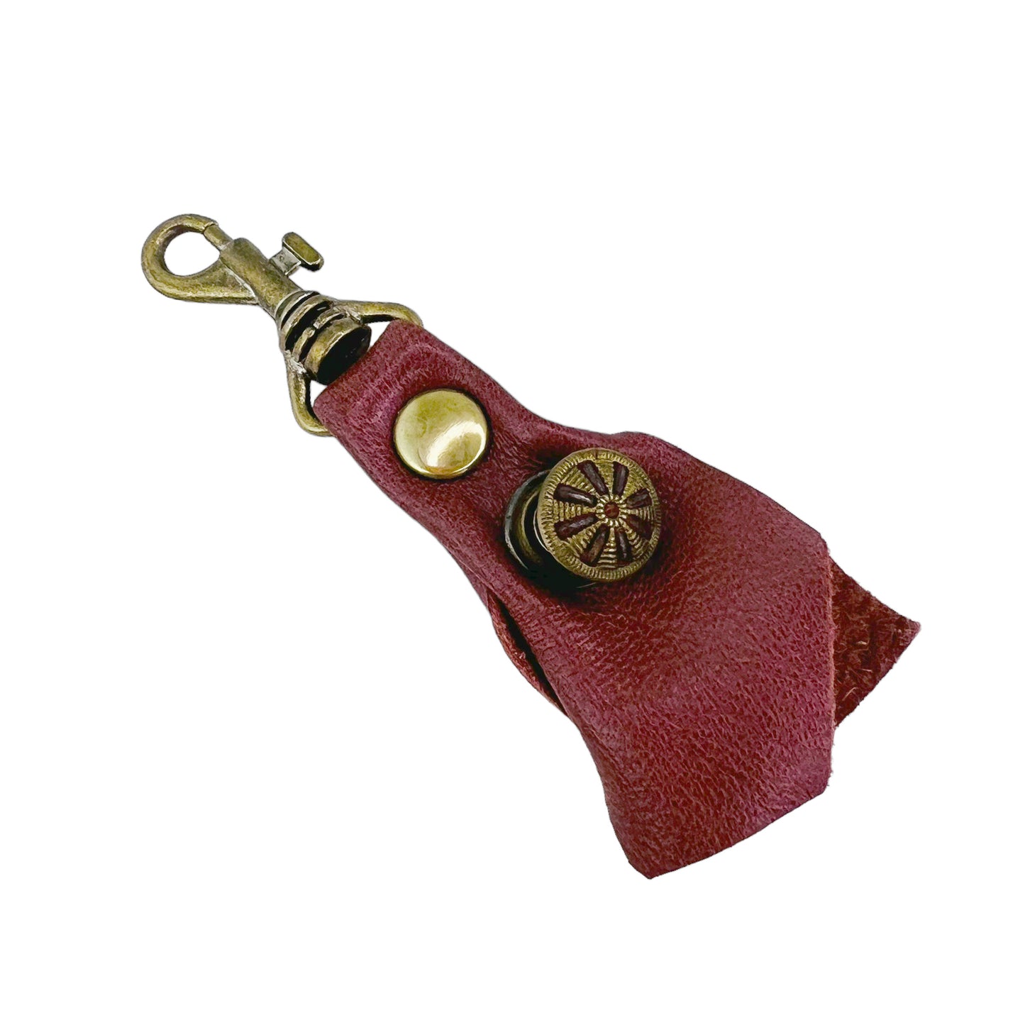 Zipper Fob Clay Brown Lamb Leather Spring Hook