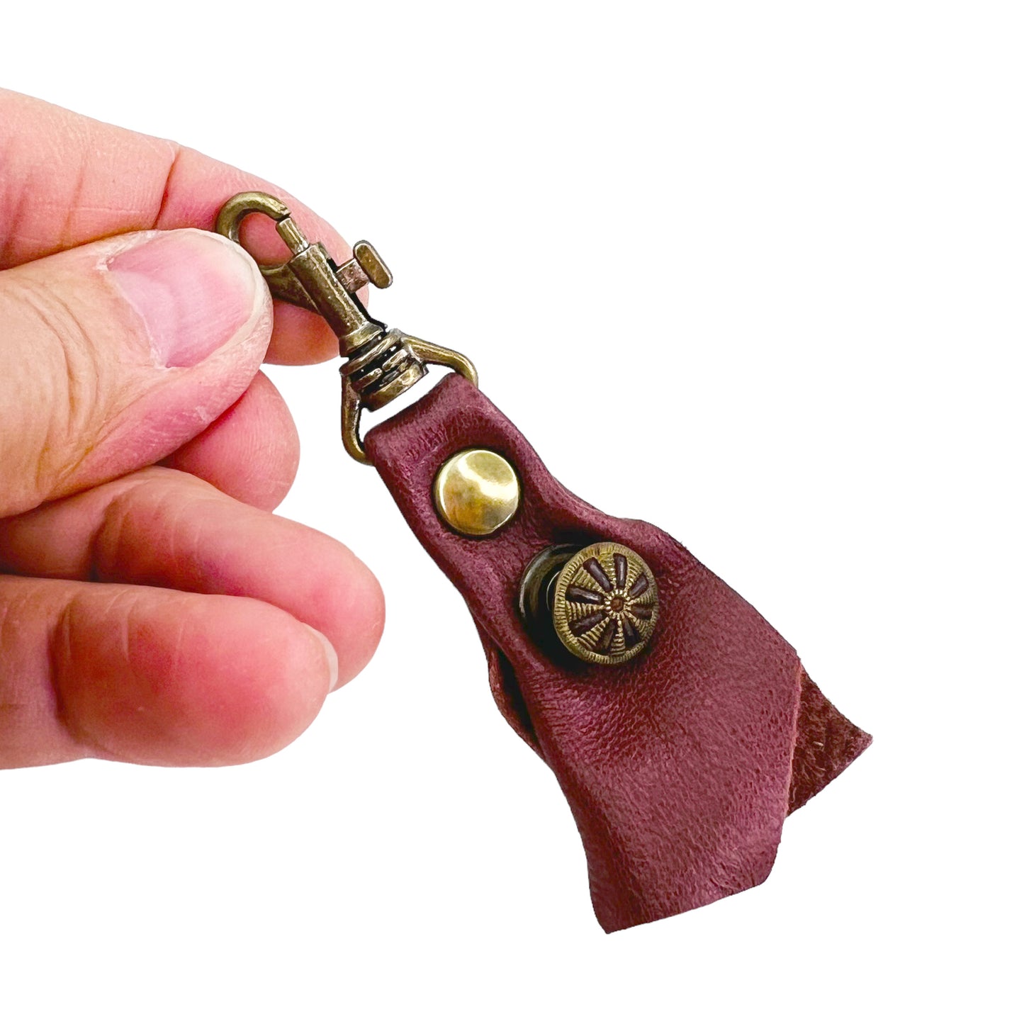 Zipper Fob Clay Brown Lamb Leather Spring Hook