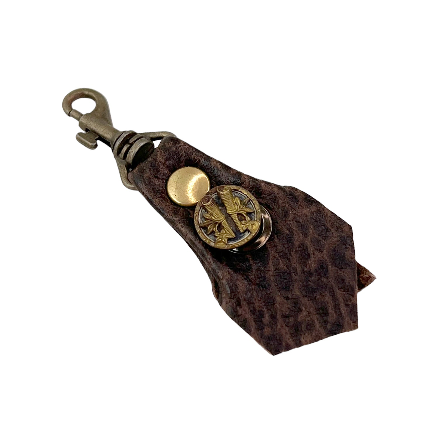 Zipper Fob Brown Lamb Leather Spring Hook