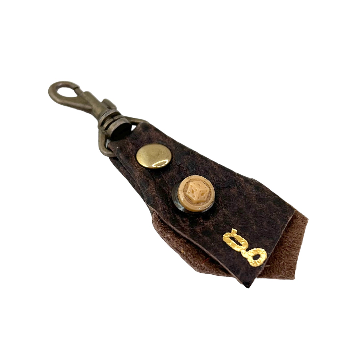 Zipper Fob Brown Lamb Leather Spring Hook