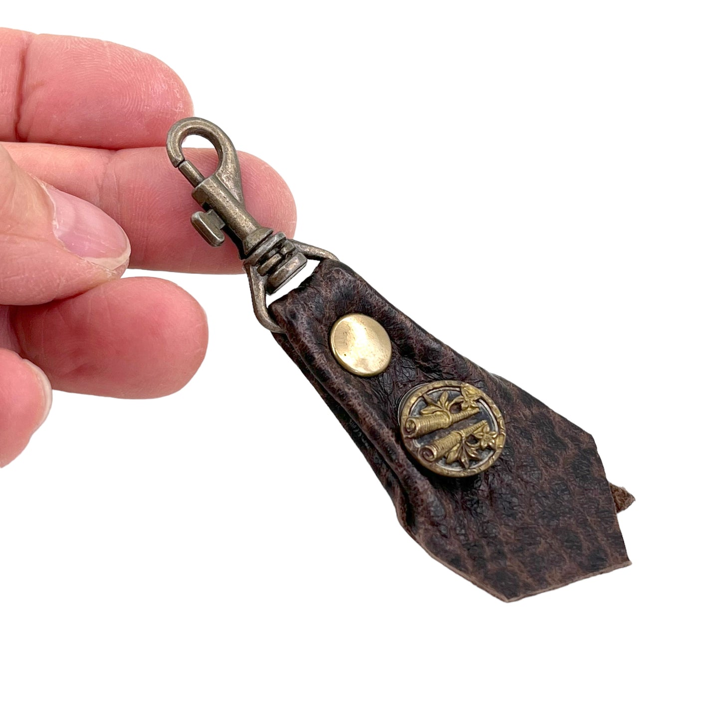 Zipper Fob Brown Lamb Leather Spring Hook