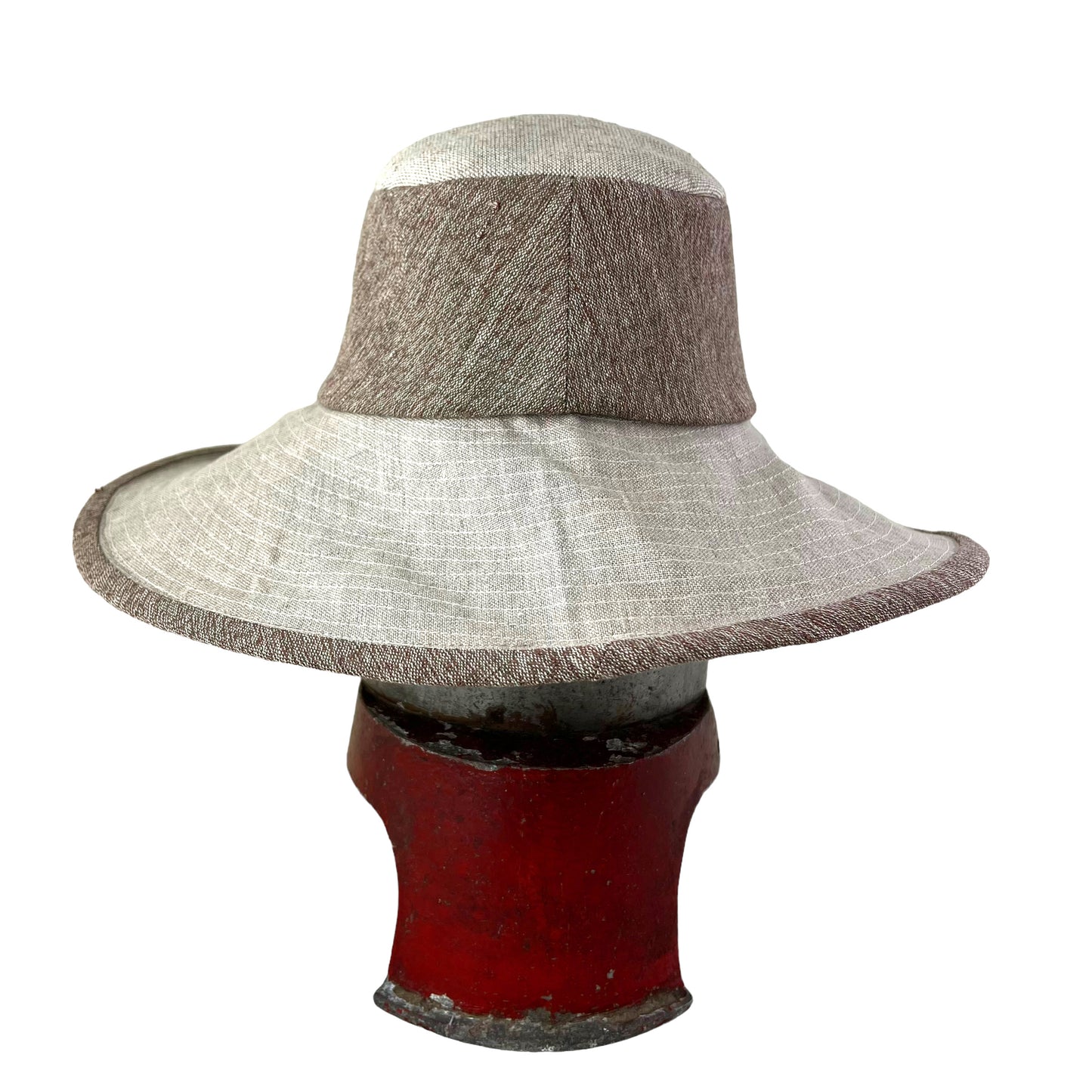 Ever Sun Clay and Natural Linen Wide Rim Summer Hat Large