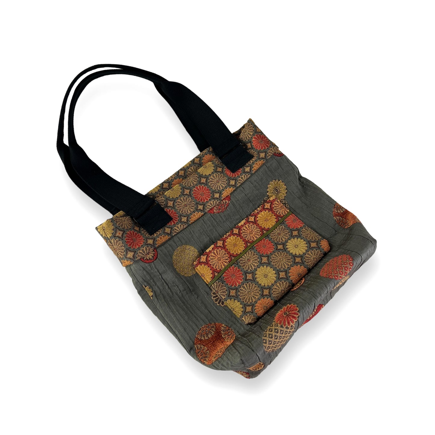 Fresh Tapestry Tote Bag Grey Orange Tapestry Fabrics