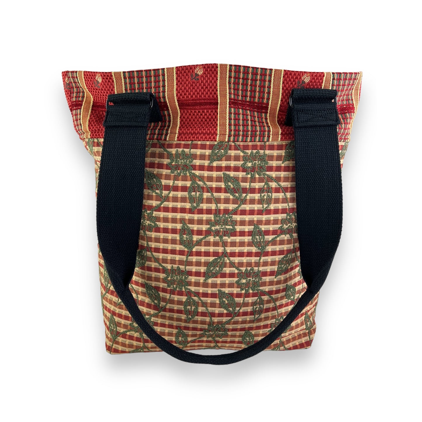 Fresh Tapestry Tote Bag Red Gold Checkered Tapestry Fabrics